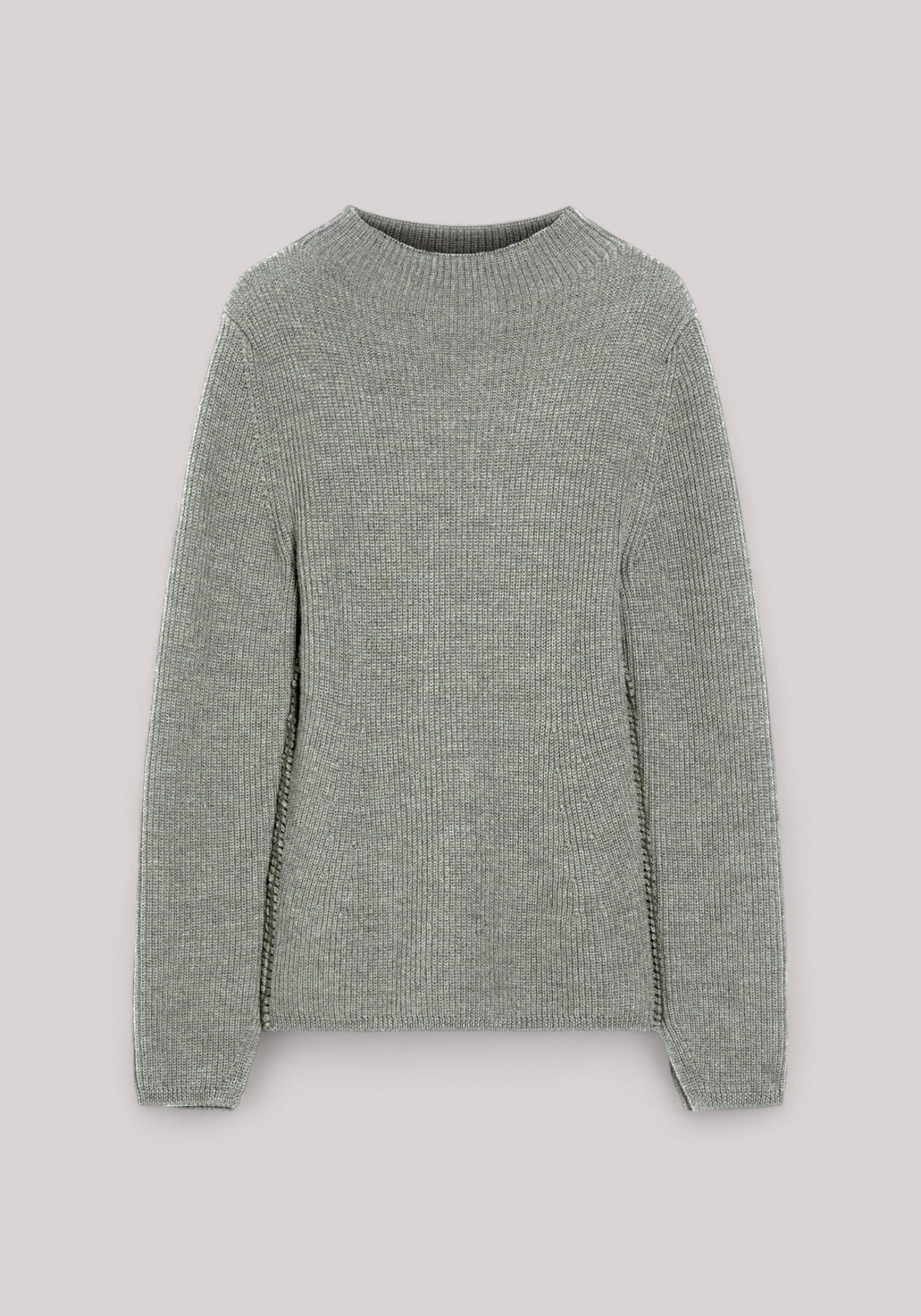 MAGLIA DONNA IN LANA VERGINE GRIGIO CHIARO - Linassi