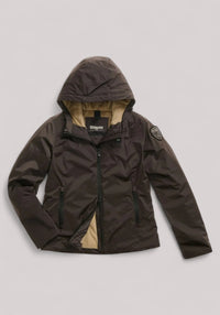 GIUBBINO DONNA IN ECO PELLICCIA ERIE NERO OLIVA - Linassi