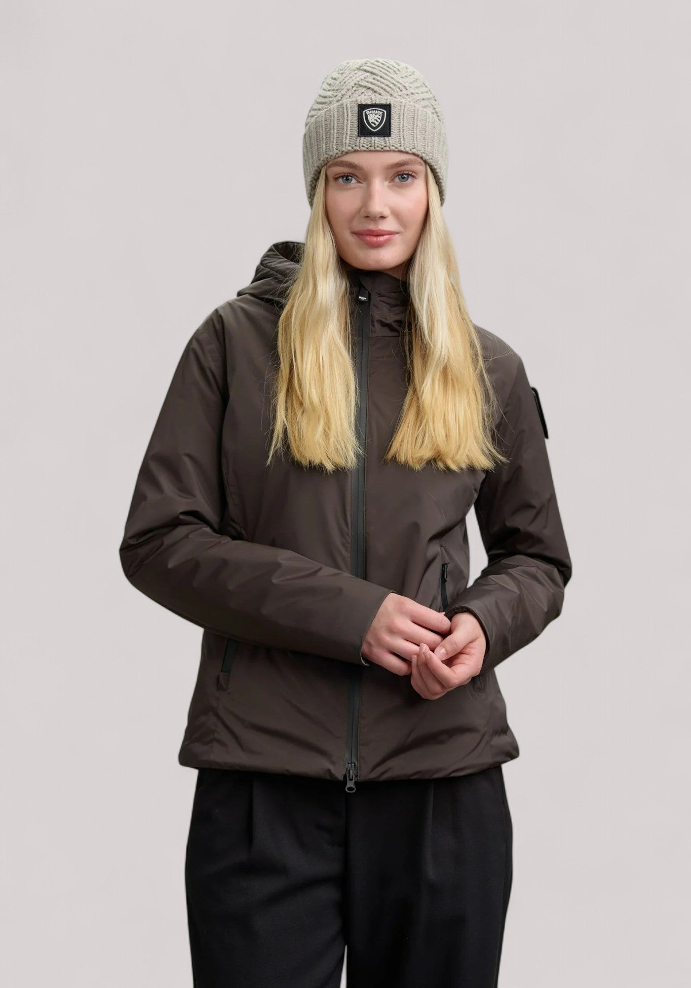 GIUBBINO DONNA IN ECO PELLICCIA ERIE NERO OLIVA - Linassi