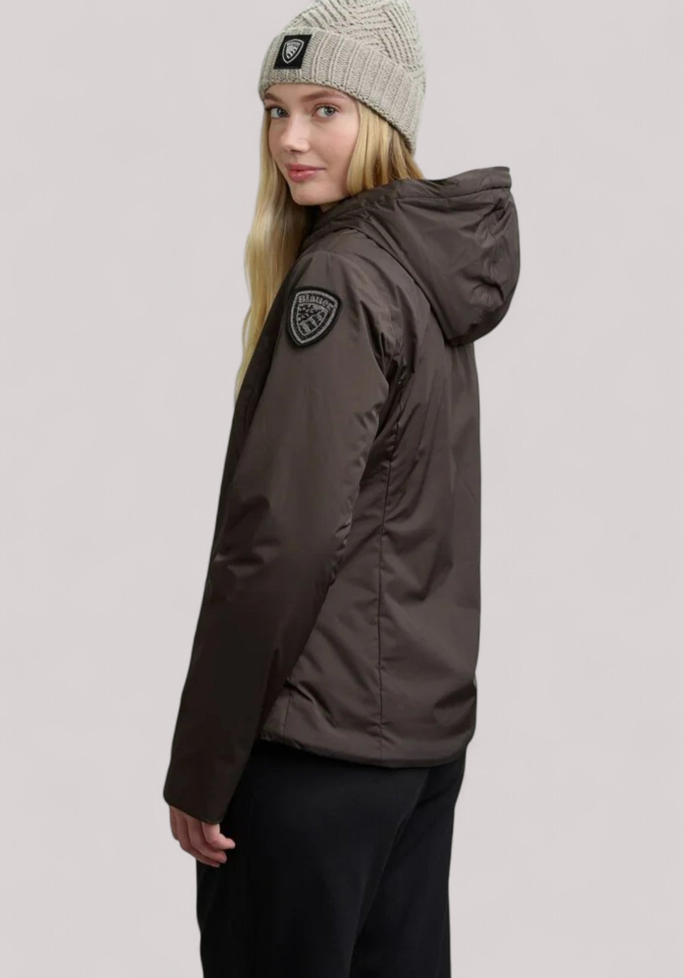 GIUBBINO DONNA IN ECO PELLICCIA ERIE NERO OLIVA - Linassi