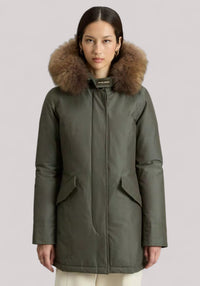 GIACCONE DONNA ARCTIC RACCOON PARKA DARK GREEN TWO TONES - Linassi