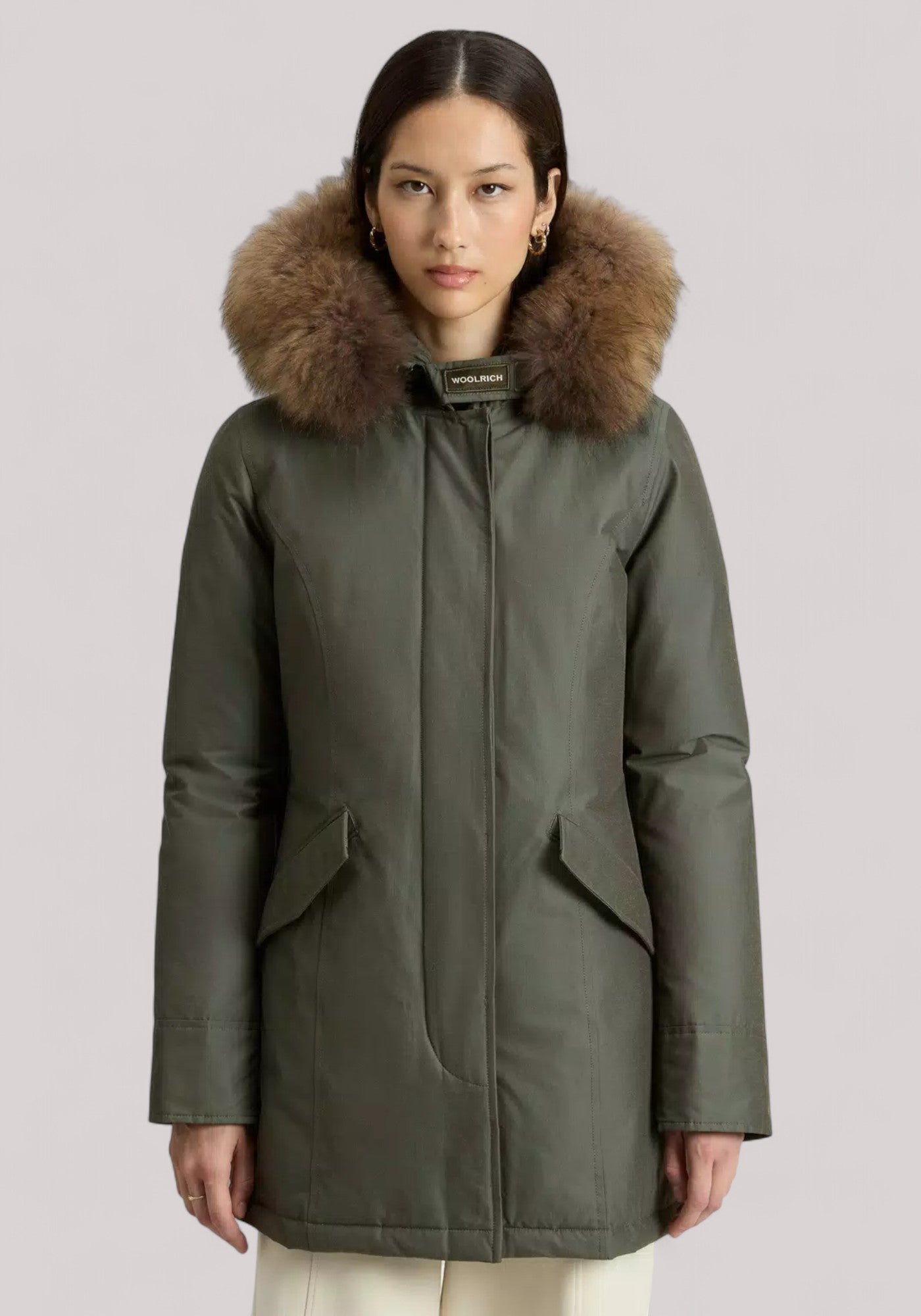 GIACCONE DONNA ARCTIC RACCOON PARKA DARK GREEN TWO TONES - Linassi