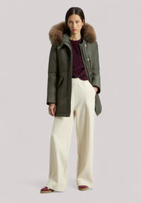 GIACCONE DONNA ARCTIC RACCOON PARKA DARK GREEN TWO TONES - Linassi