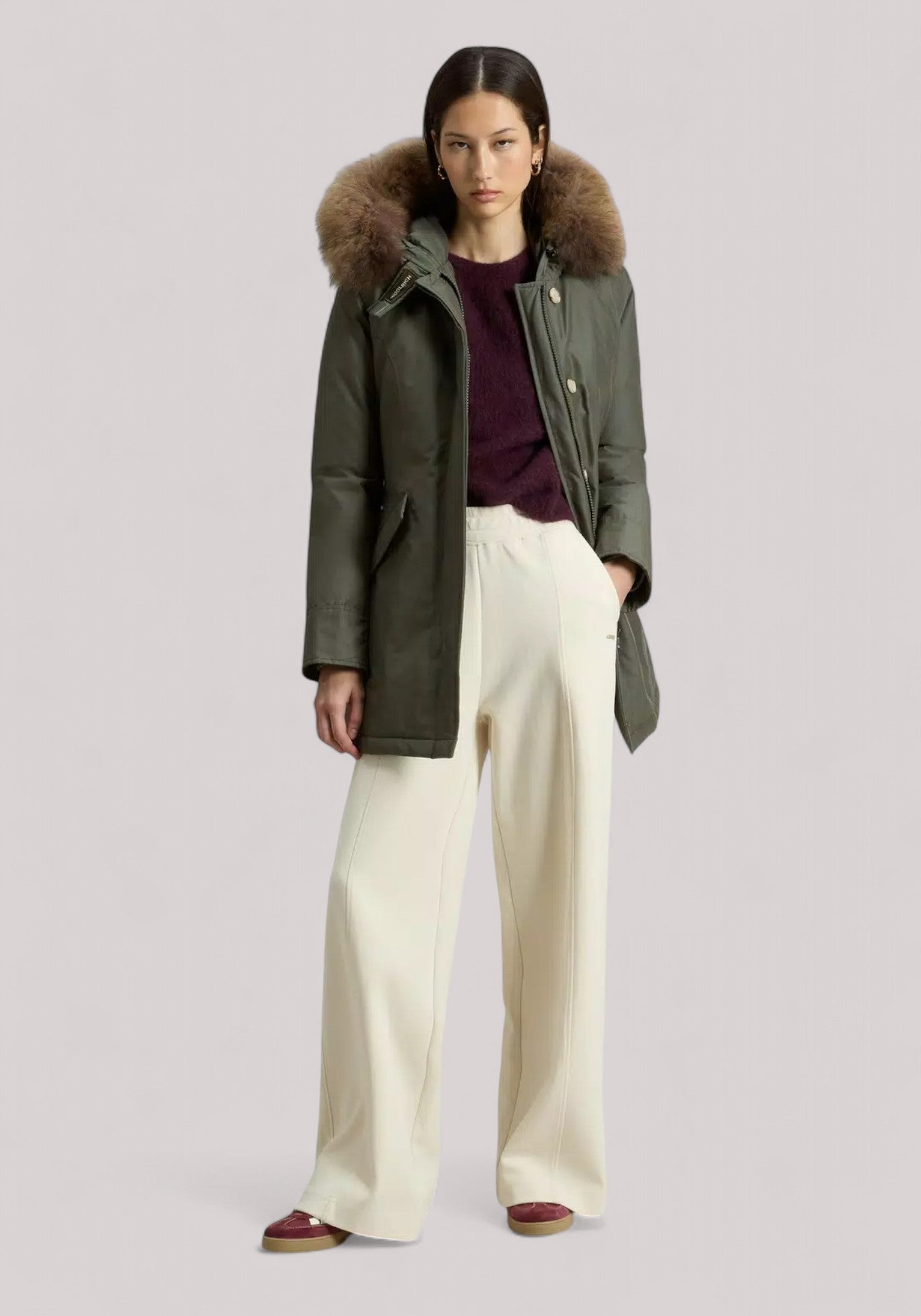 GIACCONE DONNA ARCTIC RACCOON PARKA DARK GREEN TWO TONES - Linassi