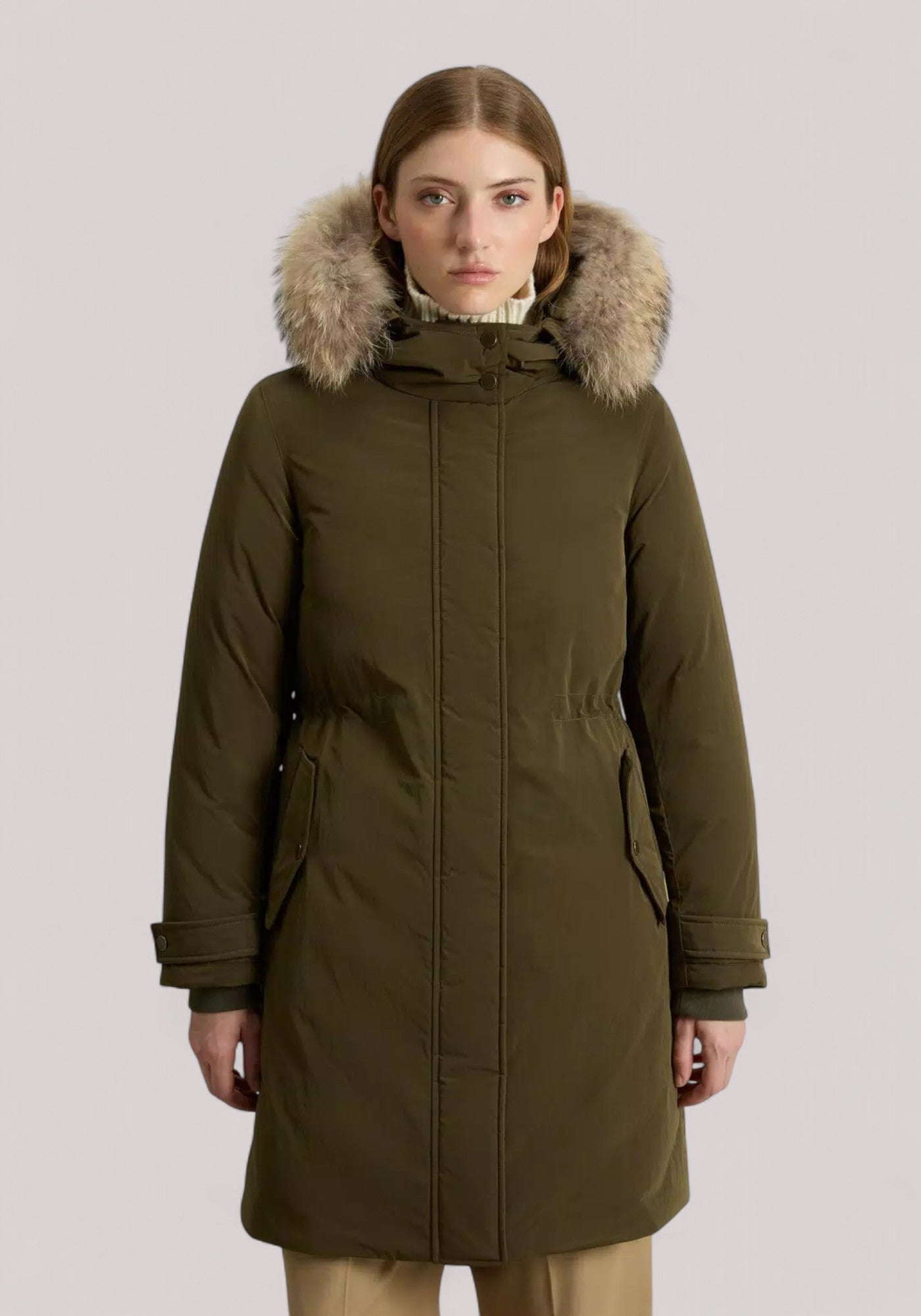GIACCONE DONNA RACE FUR PARKA DARK GREEN - Linassi