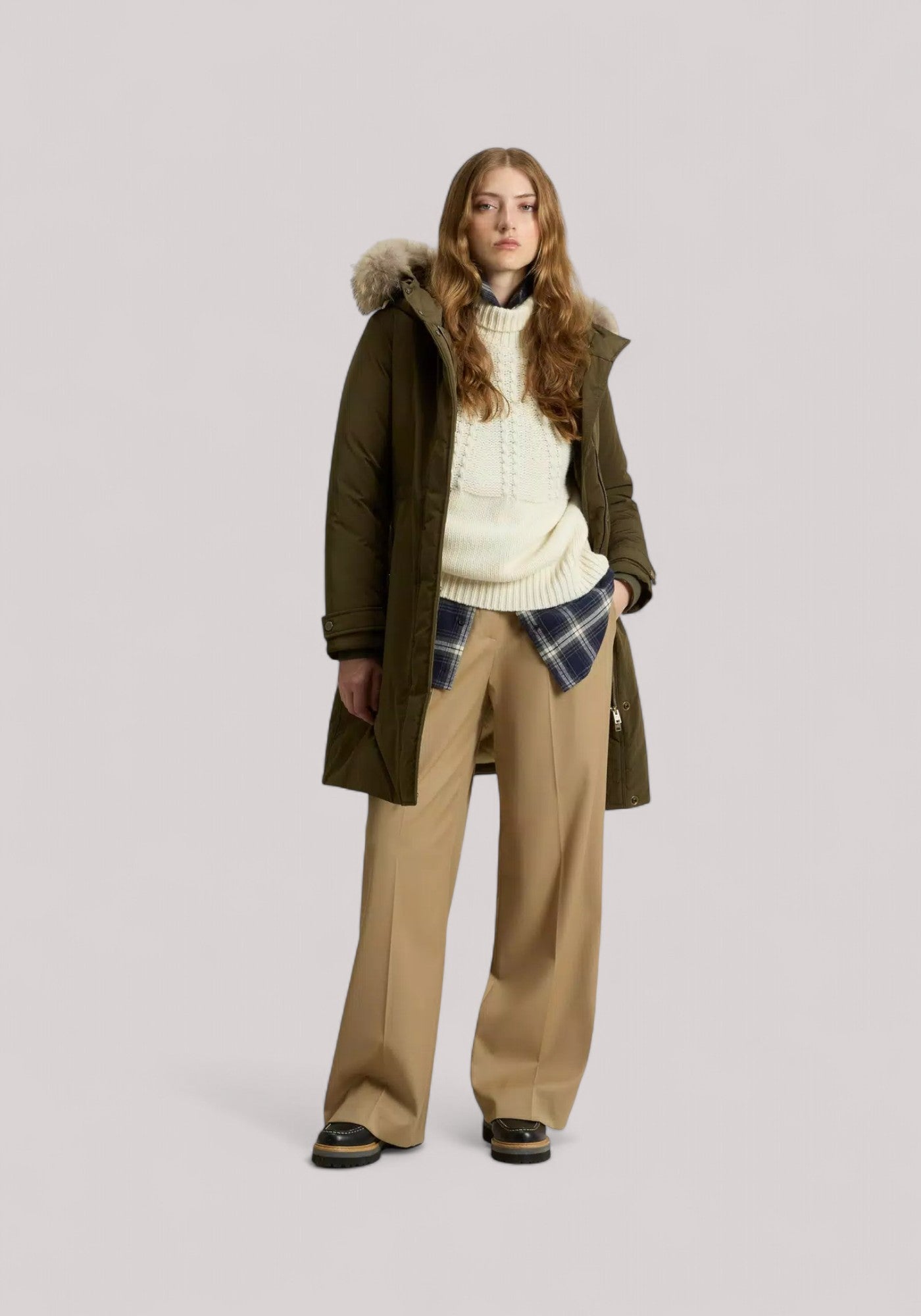 GIACCONE DONNA RACE FUR PARKA DARK GREEN - Linassi