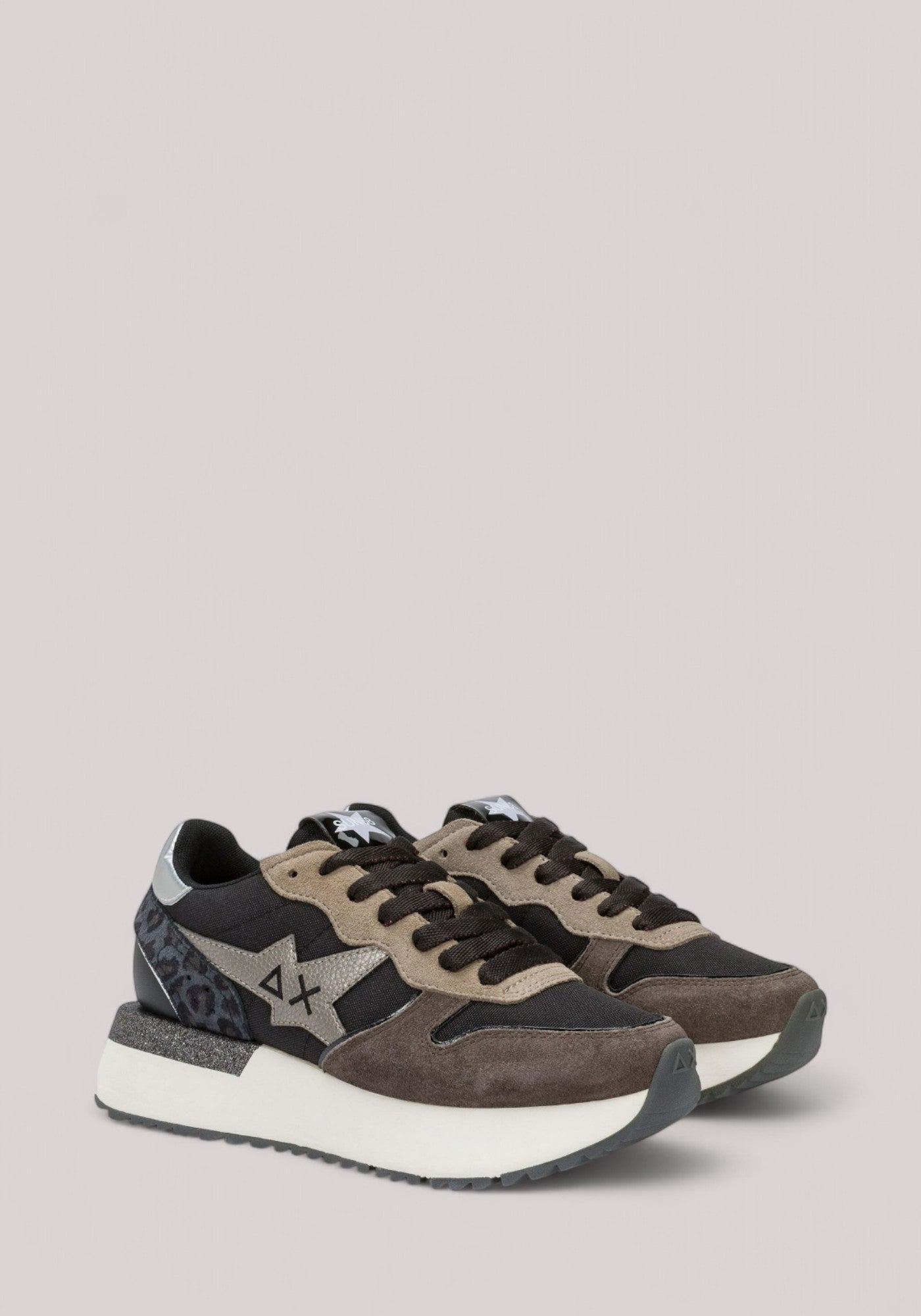 SCARPE DONNA BIG STARGIRL MIX MATERIAL NERO - Linassi