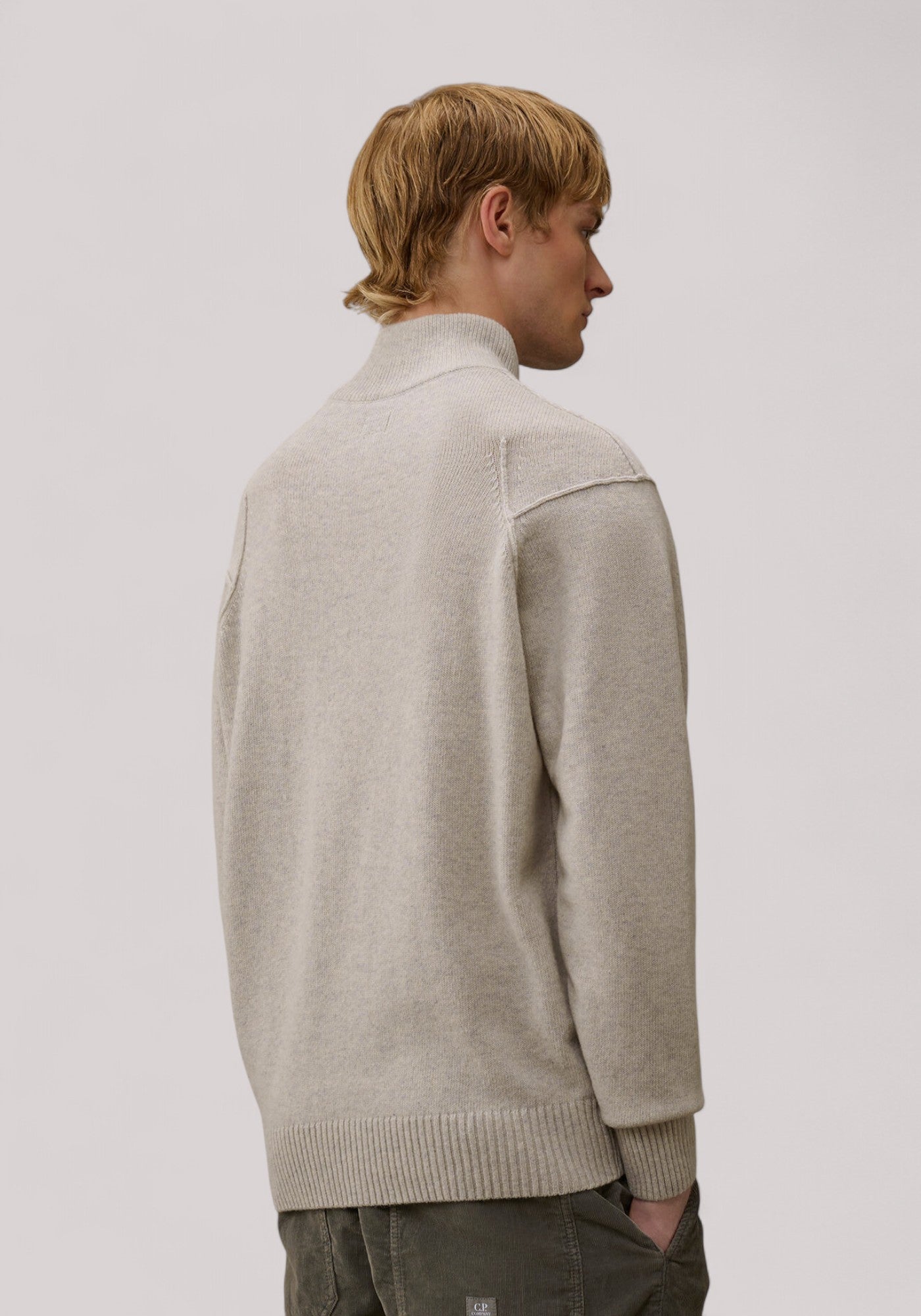 MAGLIA UOMO CON ZIP OFF WHITE MELANGE -  19CMKN709A110149A M13