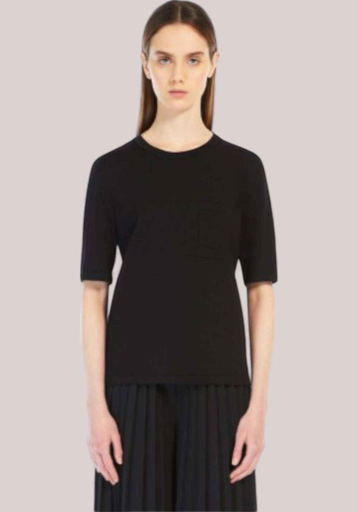 MAGLIA DONNA T-SHIRT IN FILATO DI VISCOSA CREPE NERO