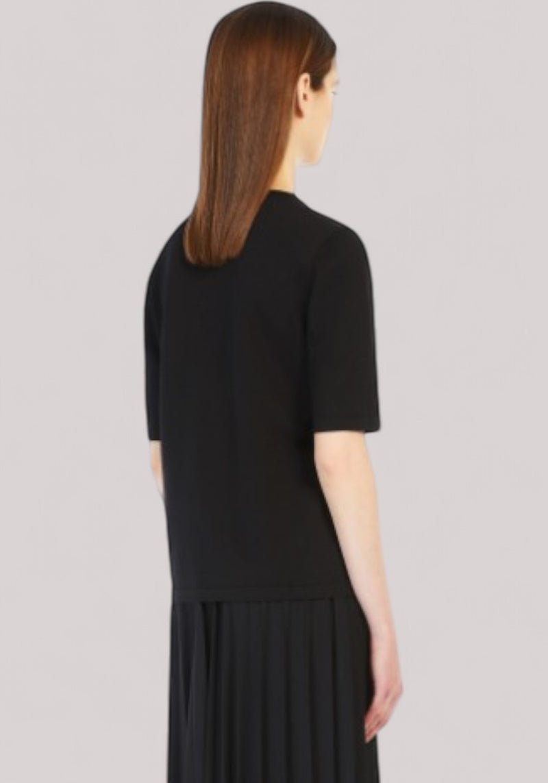 MAGLIA DONNA T-SHIRT IN FILATO DI VISCOSA CREPE NERO