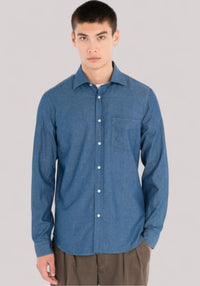 CAMICIA UOMO SLIM FIT CHAMBRAY DI COTONE BLU