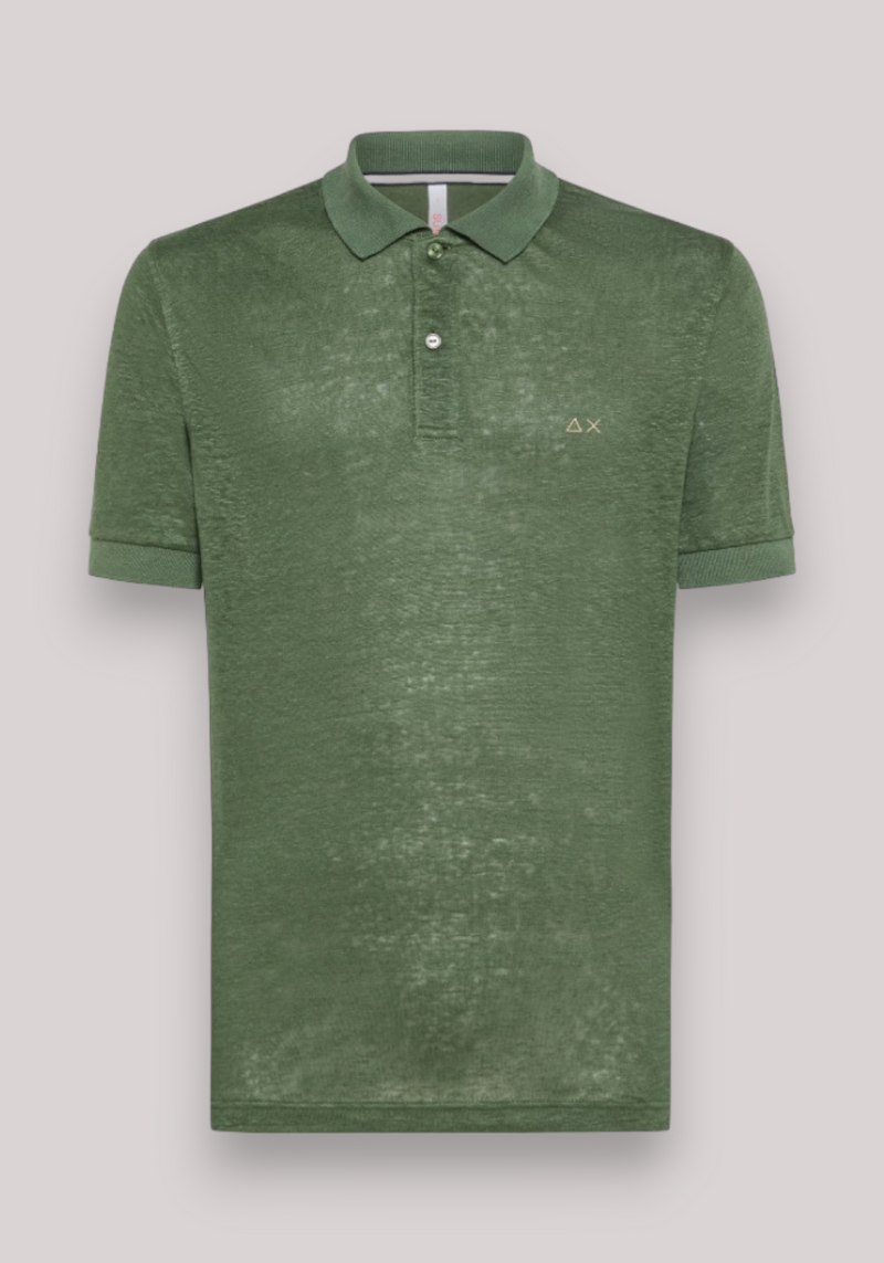 POLO UOMO VERDE SCURO LINO - Linassi