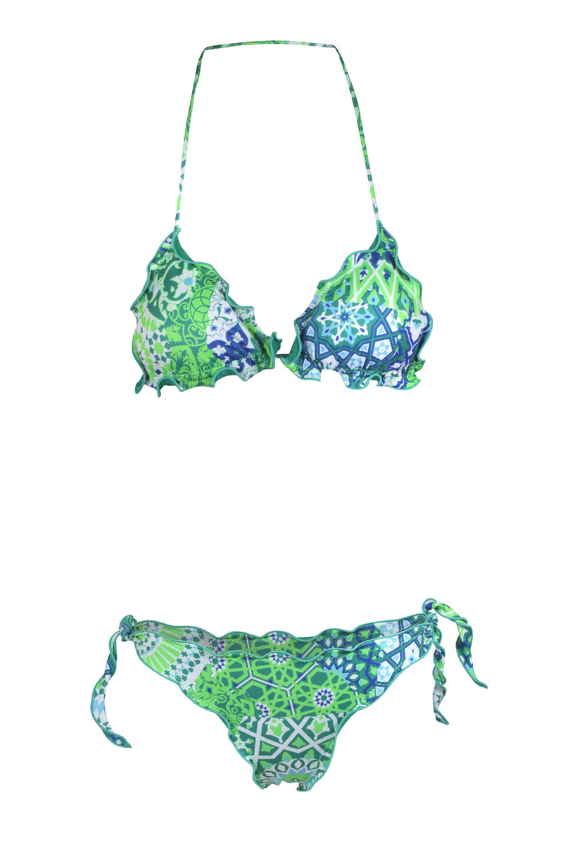 BIKINI DONNA TRIANGOLO E SLIP REGOLABILE VERDE - FK23-1506U - Linassi