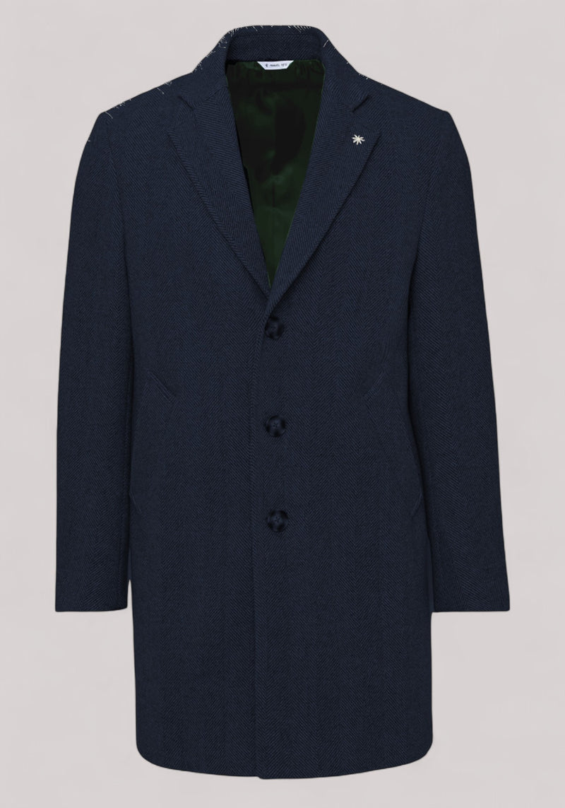 CAPPOTTO UOMO MISTO LANA VERGINE BLU