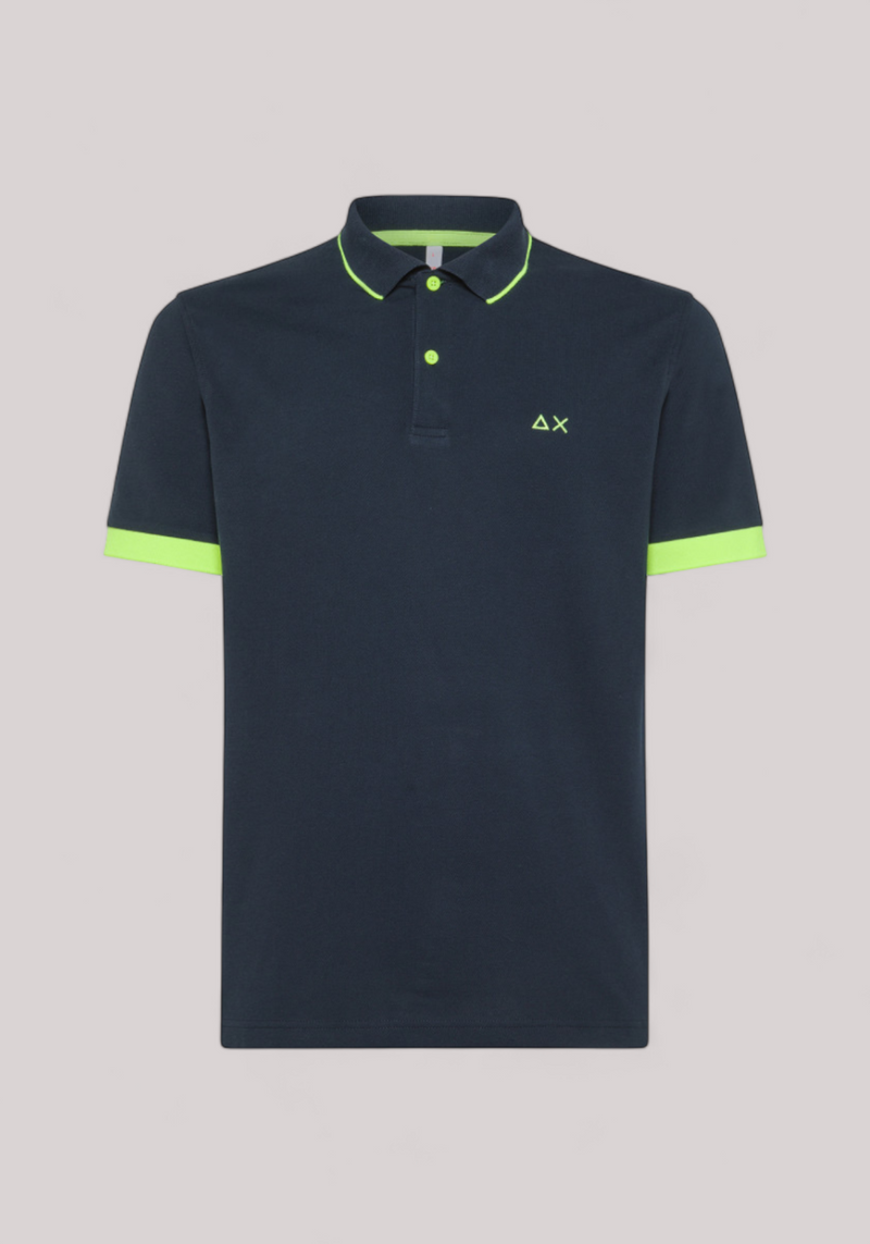 POLO UOMO SMALL STRIPE FLUO NAVY BLUE - Linassi