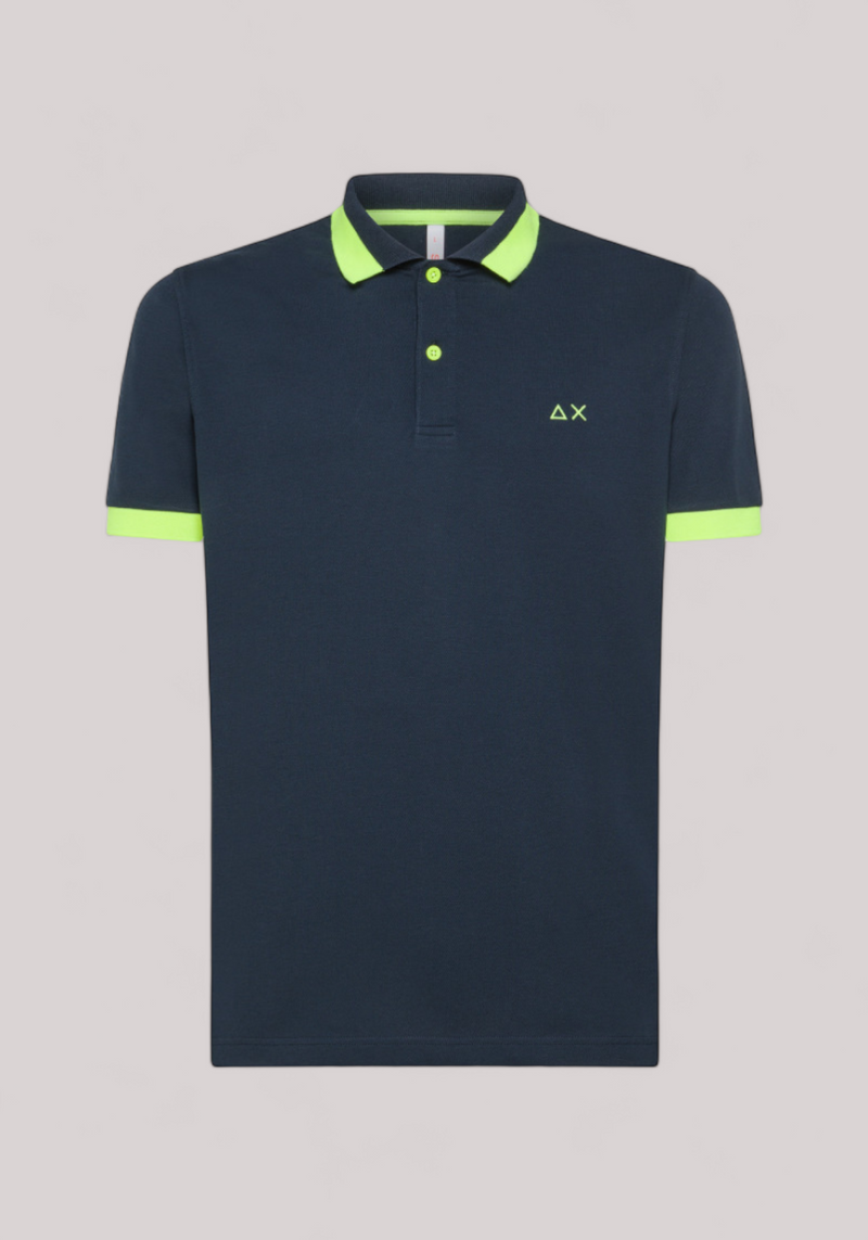 POLO UOMO BIG STRIPE FLUO NAVY BLUE - Linassi