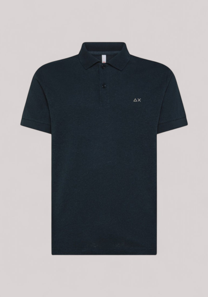 POLO UOMO MISTO LINO NAVY BLUE