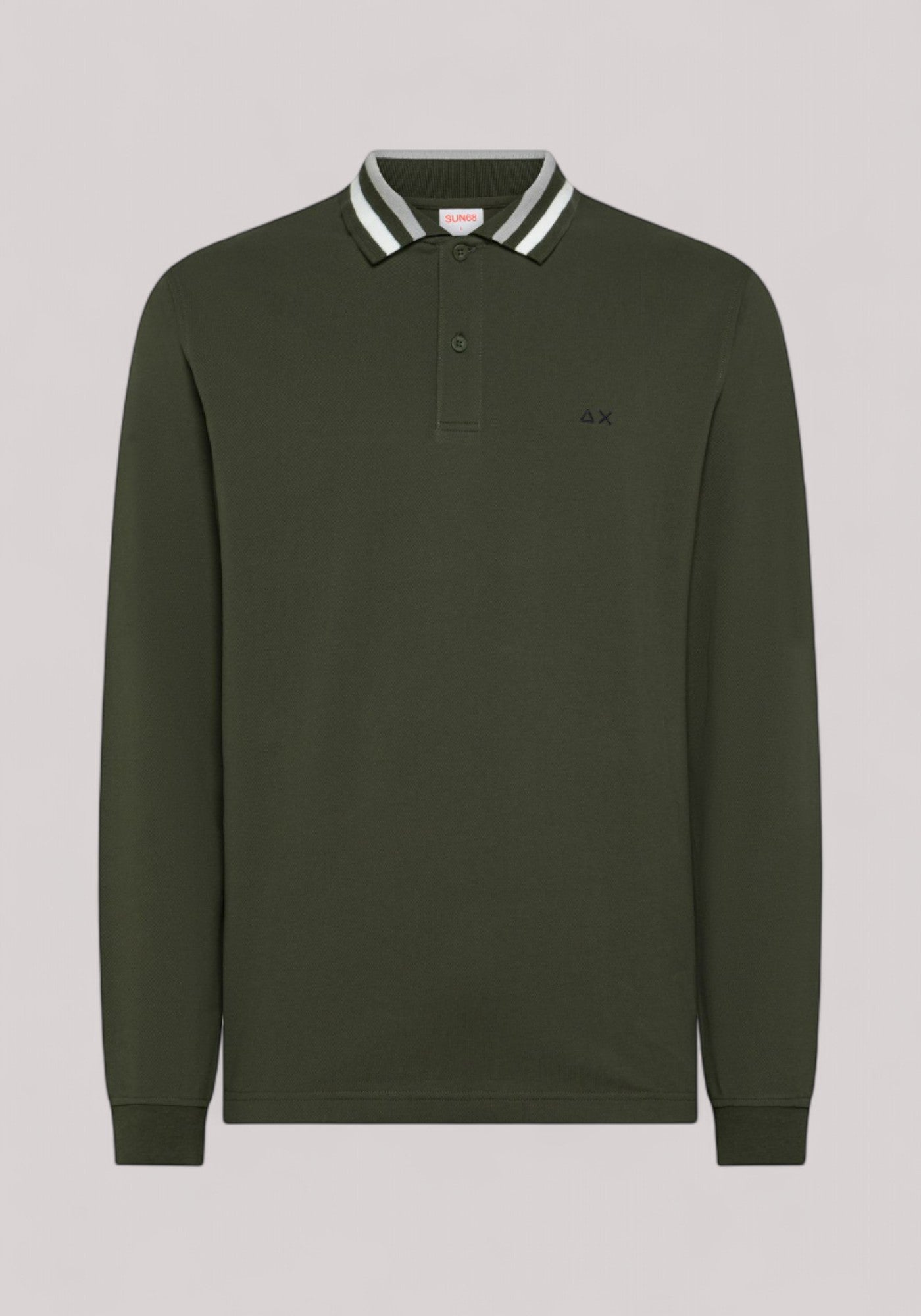 POLO UOMO CON COLLETTO A RIGHE MILITARE SCURO - A45104 74