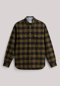 CAMICIA UOMO FLANELLA A QUADRI DARK GREEN BUFFALO