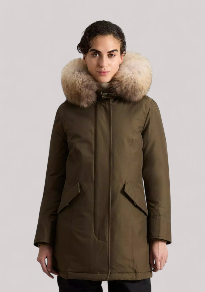 GIACCONE DONNA ARCTIC RACCOON PARKA DARK GREEN