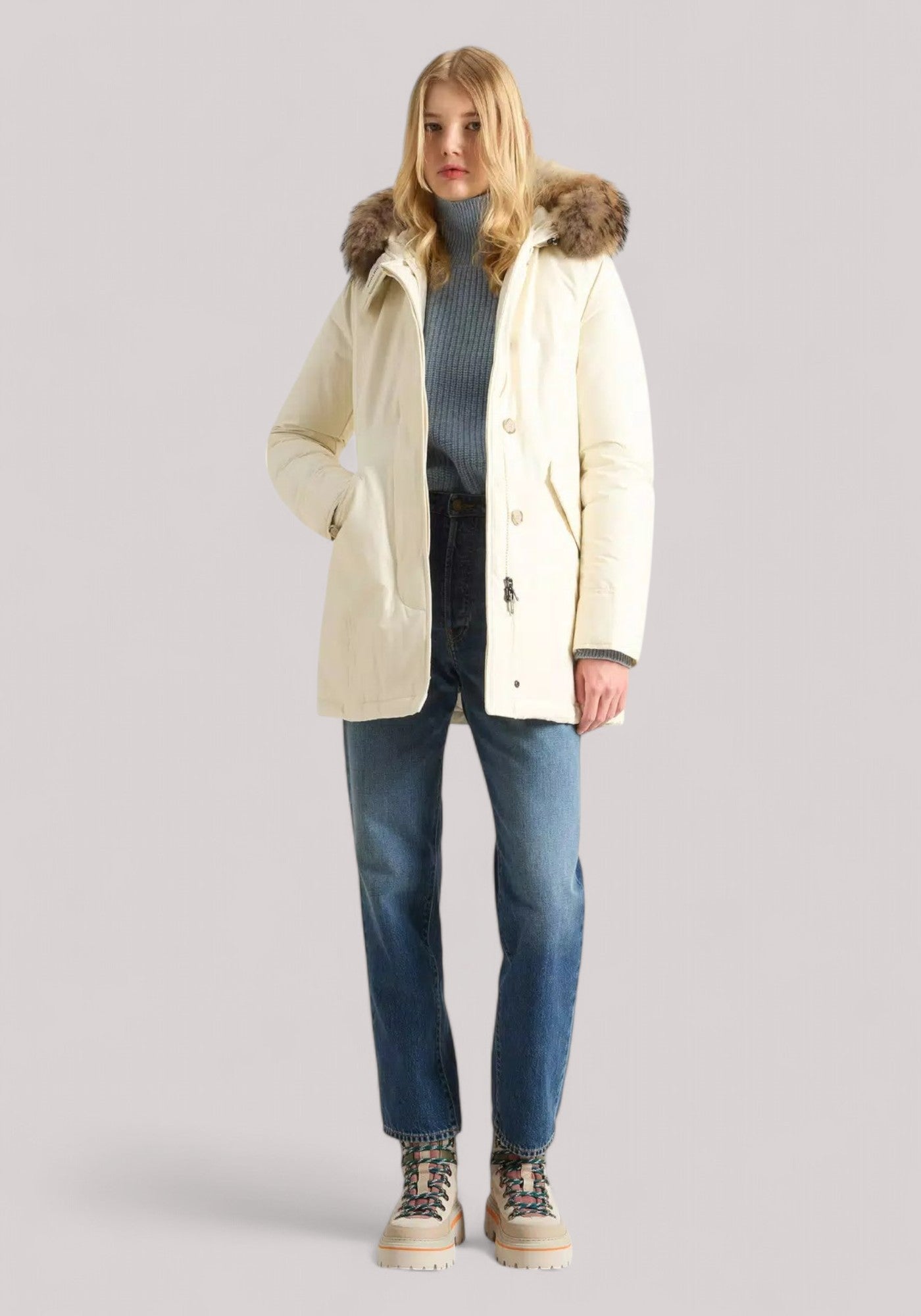 GIACCONE DONNA ARCTIC RACCOON PARKA MILKY CREAM