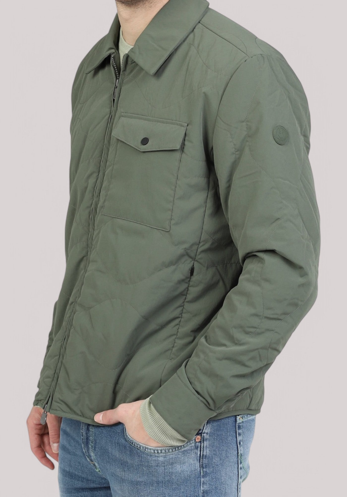 GIUBBINO UOMO OVERSHIRT THYME GREEN - Linassi