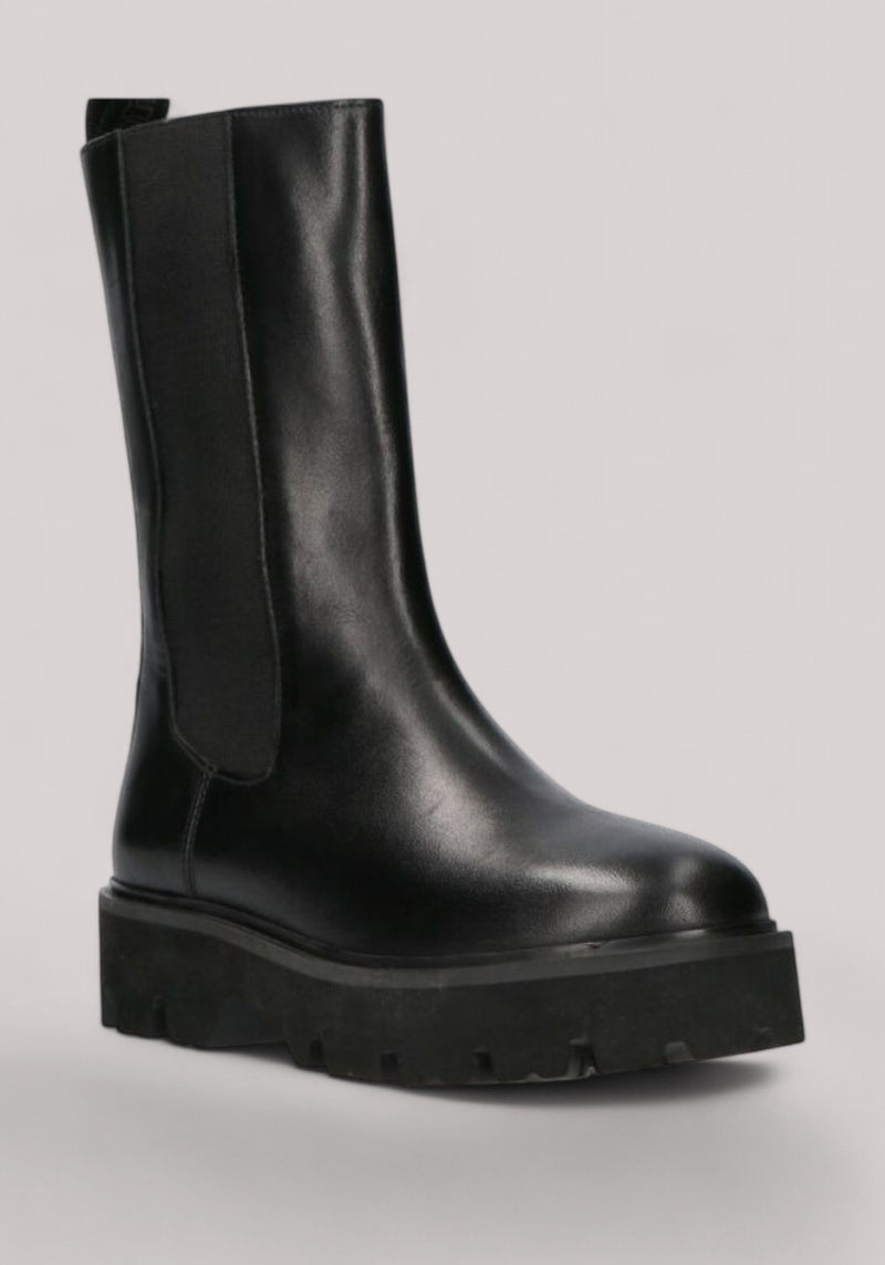 SCARPE DONNA BOOTS ALTE IN PELLE NERO