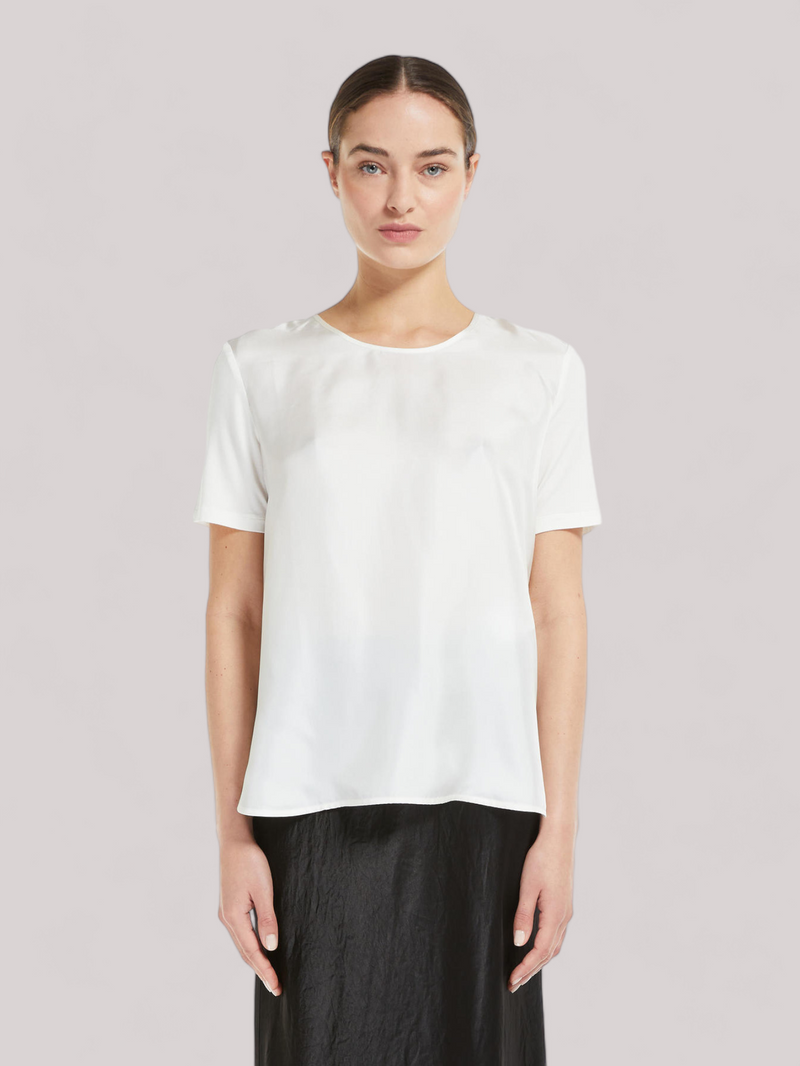 T-SHIRT DONNA IN SETA BIANCO - Linassi