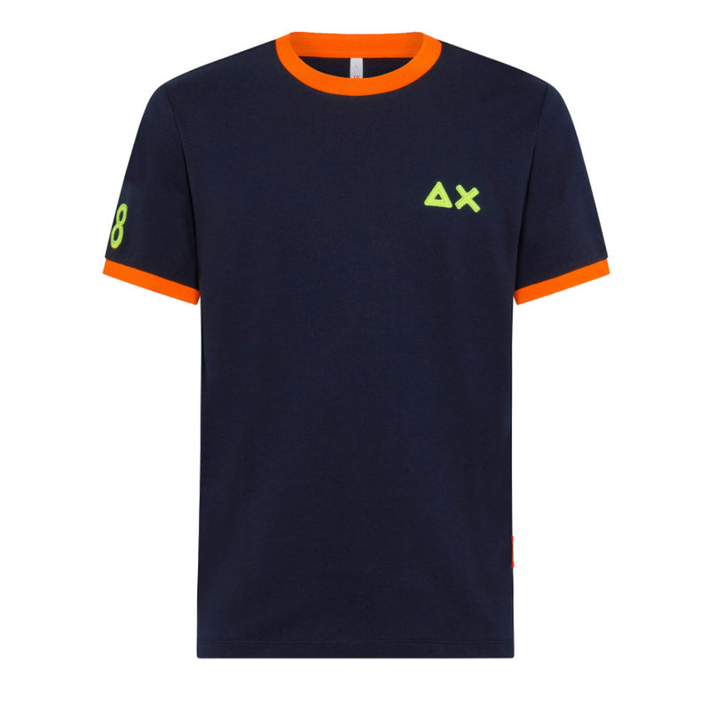 T-SHIRT UOMO LOGO FLUO NAVY BLUE - T33122  07 - Linassi