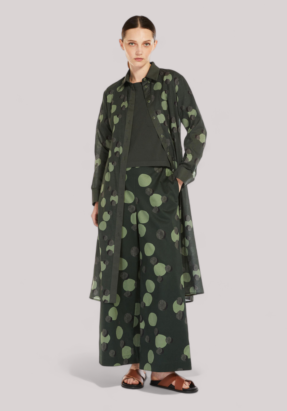 ABITO DONNA IN COTONE VERDE SCURO - 2416221018600 VIGILE 002 - Linassi