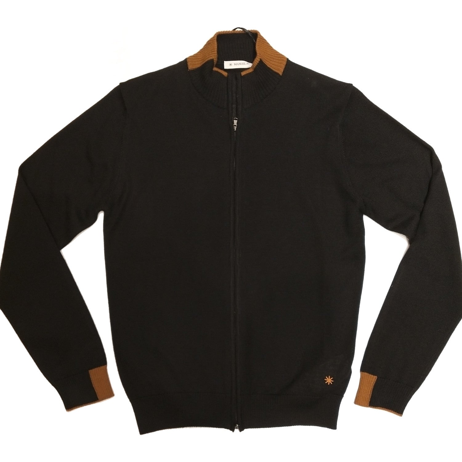 MAN BLACK WOOL BLEND ZIP UP SWEATER - 2932M504 203825 - Linassi
