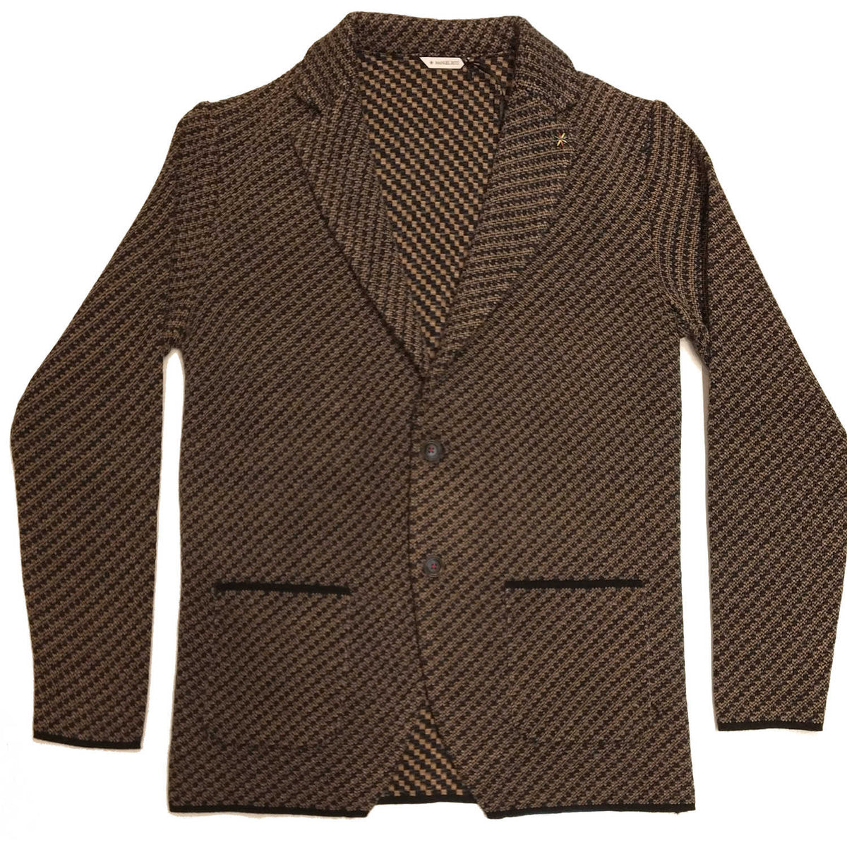 MAN BLUE AND BROWN KNITTED JACKET - 2932M590X 203896 - Linassi