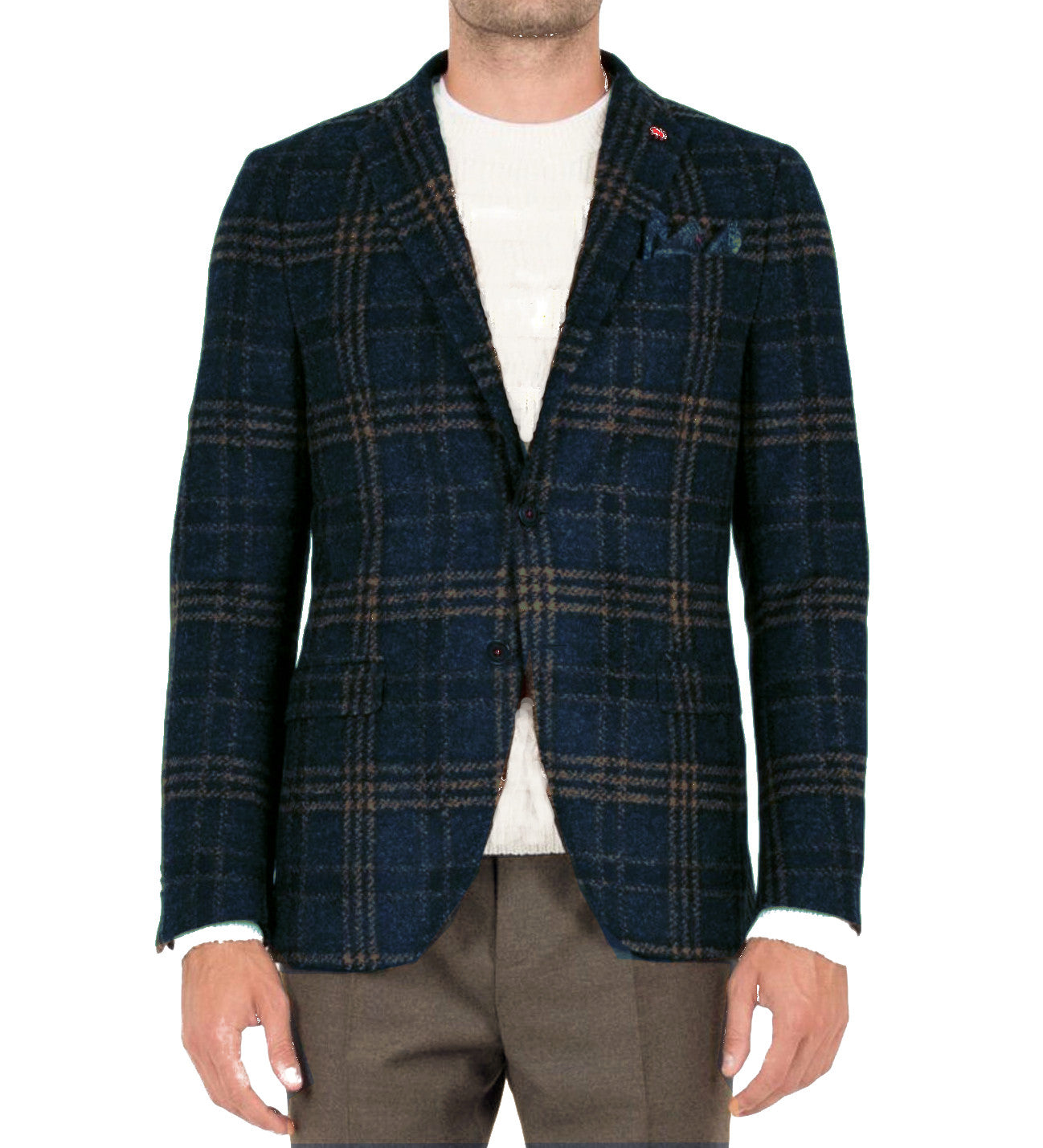 MAN'S SLIMFIT TARTAN JACKET BLUE - 3132G2728M1 203704 88 - Linassi