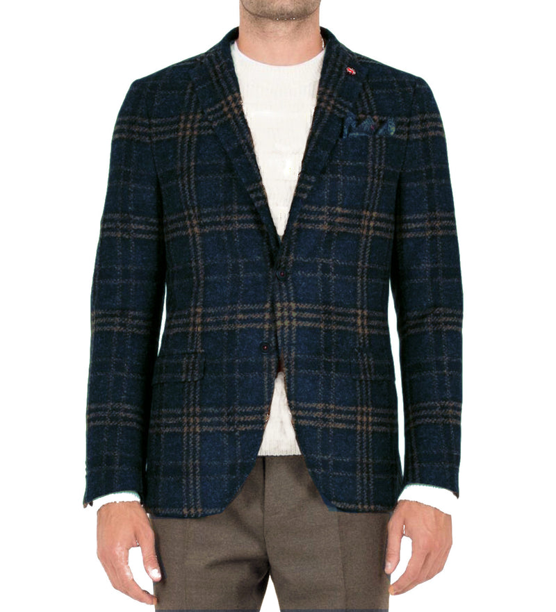 MAN'S SLIMFIT TARTAN JACKET BLUE - 3132G2728M1 203704 88 - Linassi