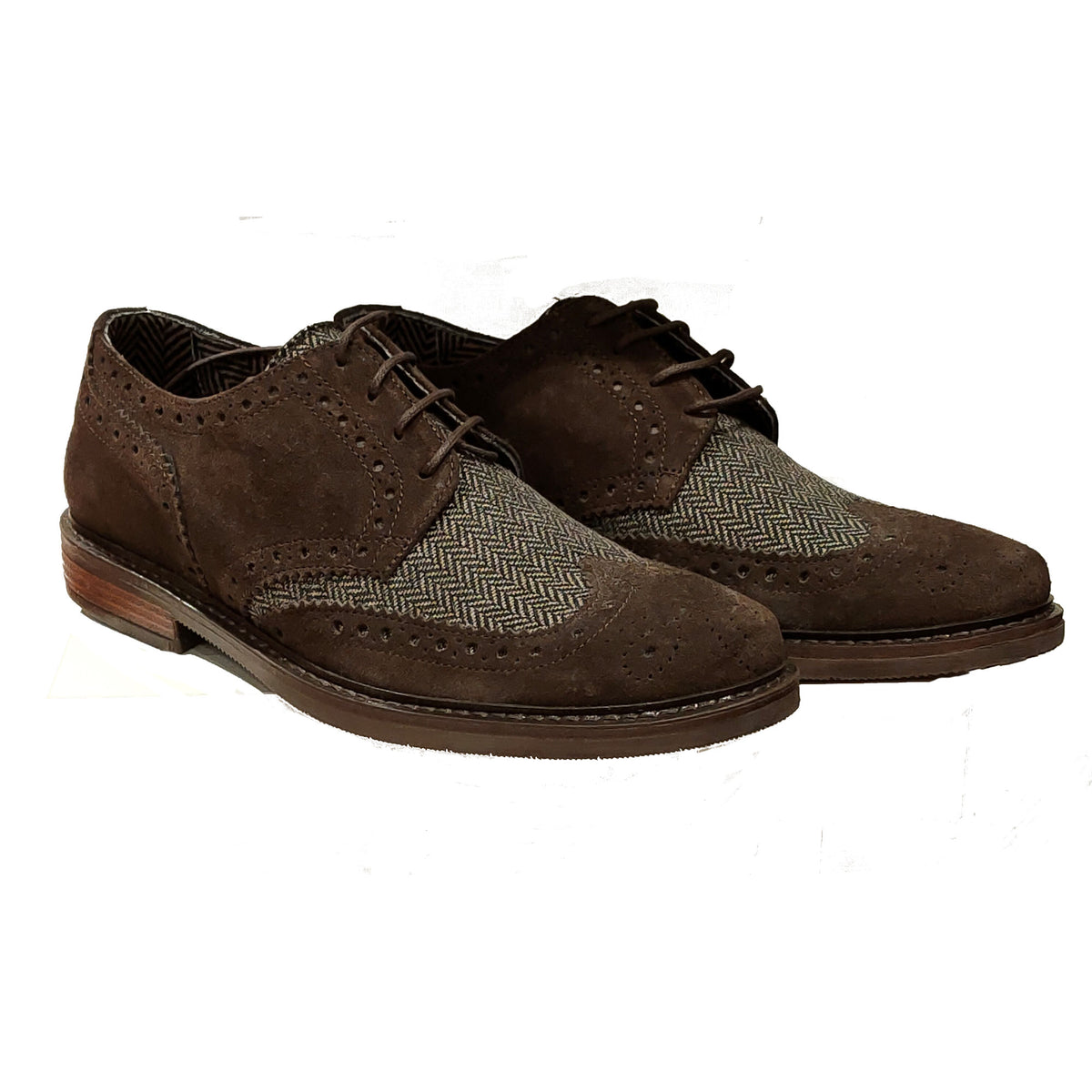 MEN'S SHOES IN PATTERNED FABRIC AND BROWN SUEDE 270 - Linassi