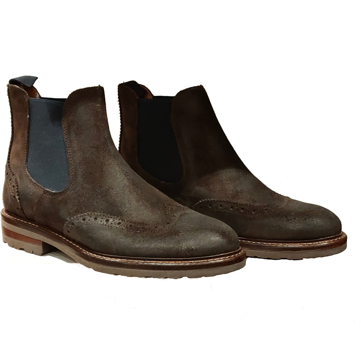 MEN'S SHOES BOOTS IN VINTAGE BROWN SUEDE 290 - Linassi