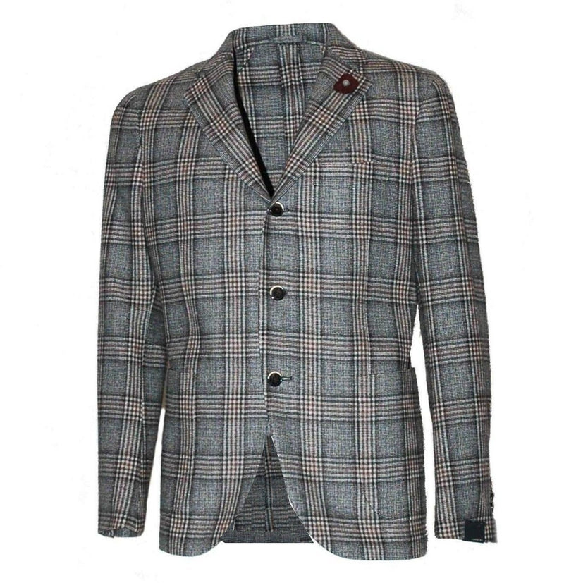 GIACCA UOMO PULL JACKET IN LANA E CASHMERE - GRIGIO MARRONE  22546AE - Linassi