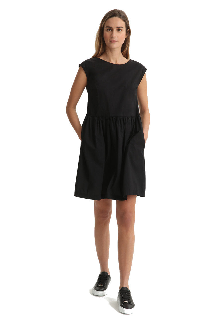 WOMAN BLACK POPLIN DRESS - CFWDR0068FRUT1509 100 - Linassi