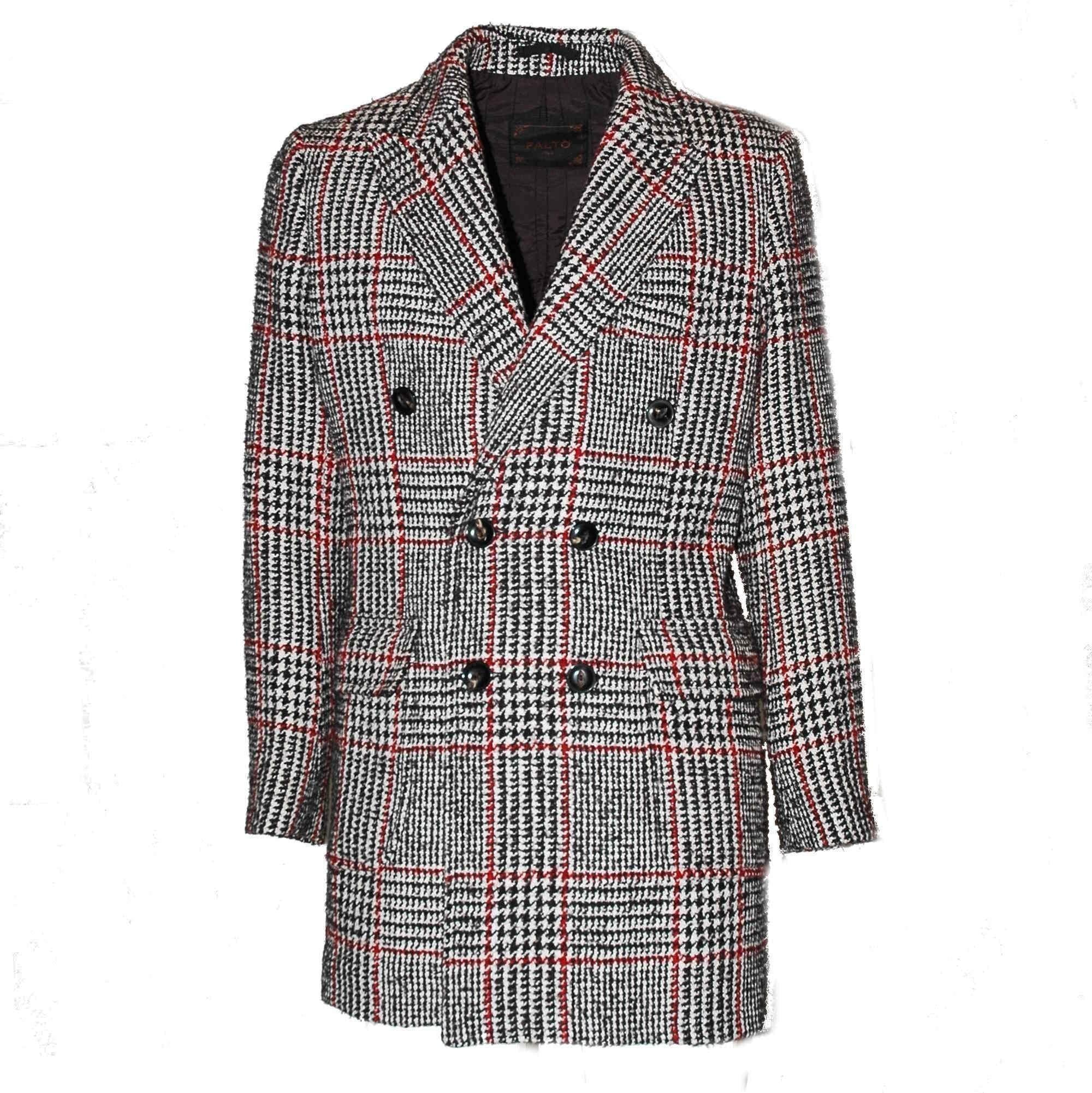 MAN DOUBLE-BREASTED SLIM VIRGIN WOOL BLEND COAT - RED - Linassi