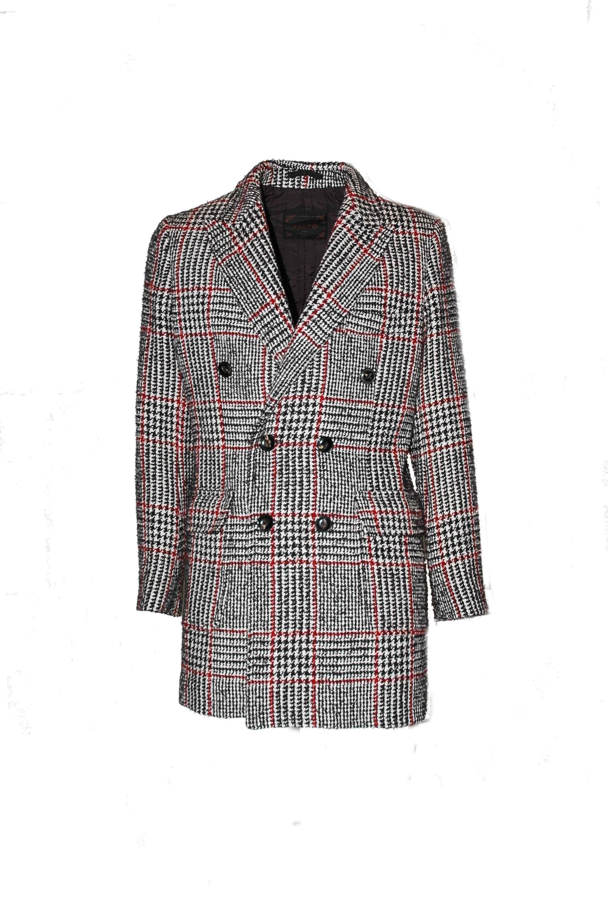 MAN DOUBLE-BREASTED SLIM VIRGIN WOOL BLEND COAT - RED - Linassi