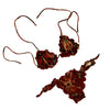 WOMEN'S TRIANGLE BIKINI AND BRIEFS WITH TIES BROWN -F22-1512U - Linassi