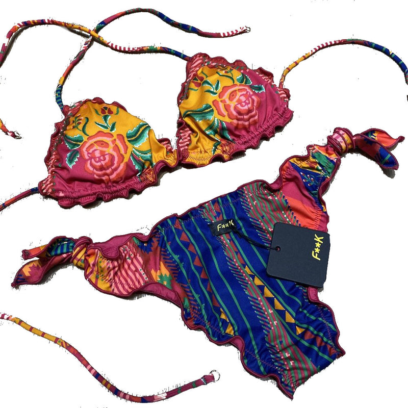 BIKINI DONNA TRIANGOLO E SLIP CON LACCETTI ROSSO -F22-1518U - Linassi