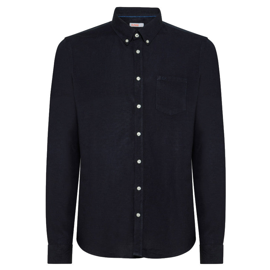 CAMICIA UOMO BOTTON DOWN IN MISTO LINO BLU - S33103 07 - Linassi