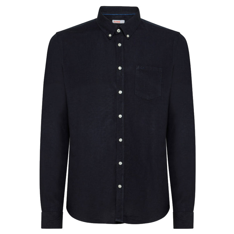 CAMICIA UOMO BOTTON DOWN IN MISTO LINO BLU - S33103 07 - Linassi
