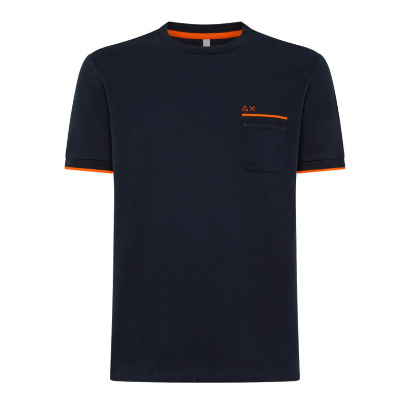 T-SHIRT UOMO SMALL STRIPES ON CUFFS NAVY BLUE - T33121 07 - Linassi