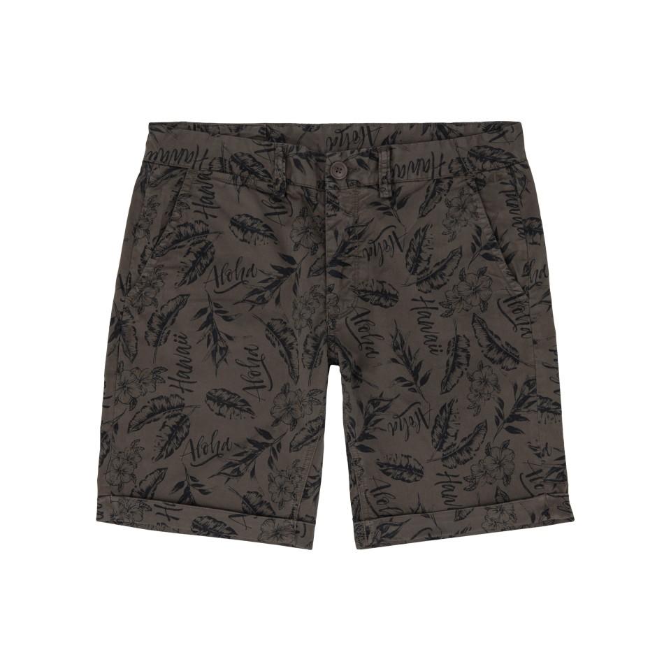 MAN BERMUDA IN STRETCH COTTON MUD - FOLD PRINT B19102 - Linassi