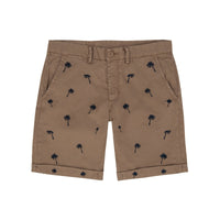 MAN BERMUDA IN STRETCH COTTON BEIGE DARK - FOLD EMBRODERY B19103 - Linassi
