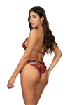 WOMEN'S TRIANGLE BIKINI AND BRIEFS WITH TIES BROWN -F22-1512U - Linassi