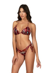 WOMEN'S TRIANGLE BIKINI AND BRIEFS WITH TIES BROWN -F22-1512U - Linassi