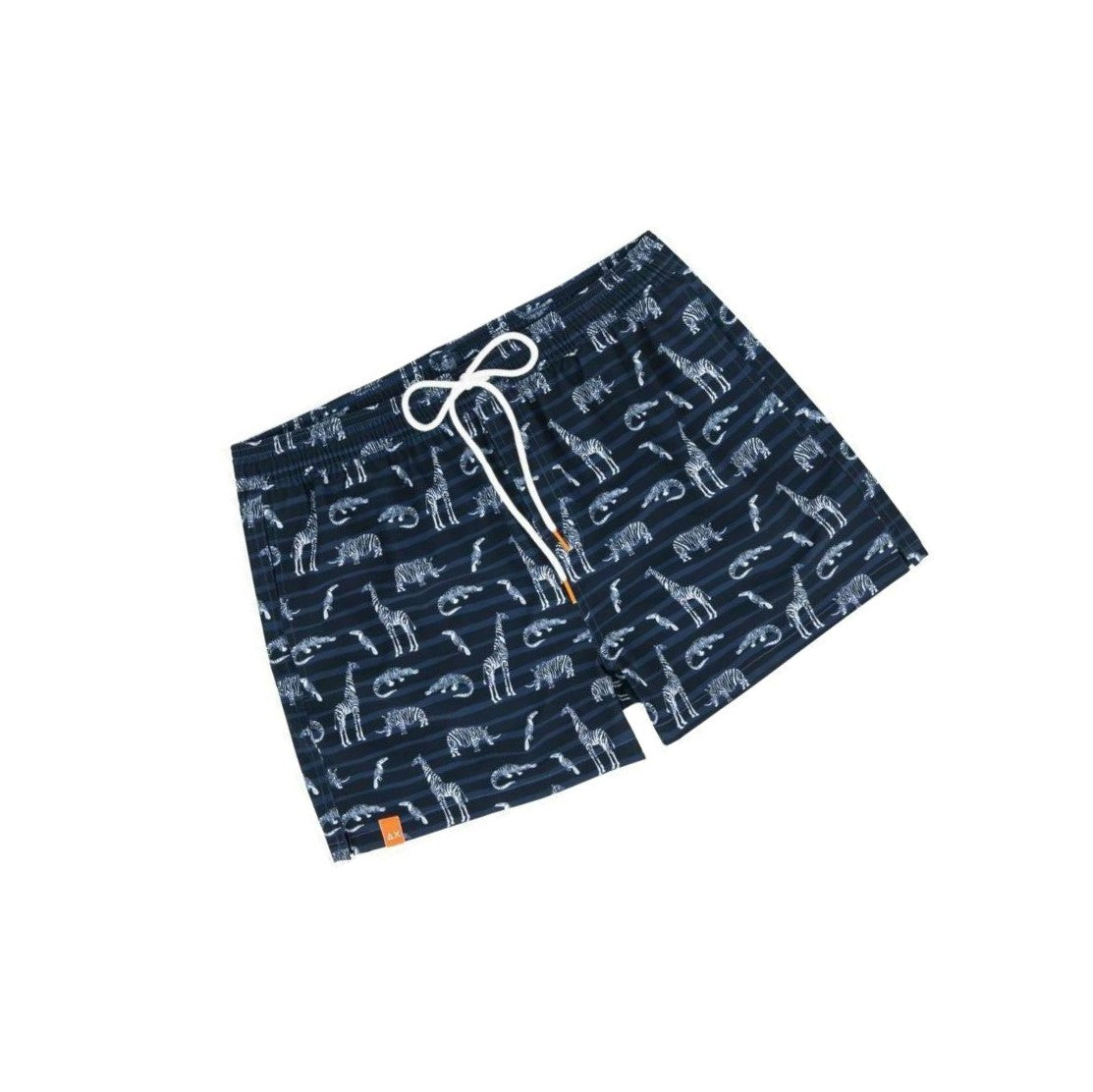 MEN'S NAVY BLUE SHORTS - SWIM PANT BIG PRINT H19116 - Linassi